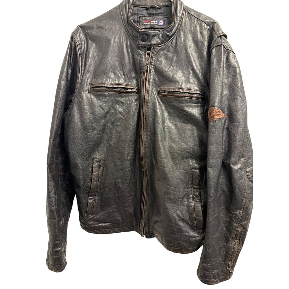 Vintage Izod Indy Car Series Leather Jacket Coat Indianapolis Speedway Sz M READ